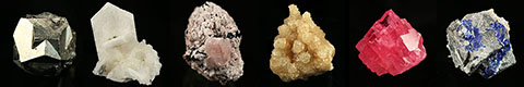 alterite, babingtonite, barrerite, benitoite, benstonite, cuprite, donpeacorite, joaquinite-(Ce), junitoite, linarite, pyrite, kanoite, malachite, millerite, rhodochrosite, tunellite, wupatkiite, zektzerite